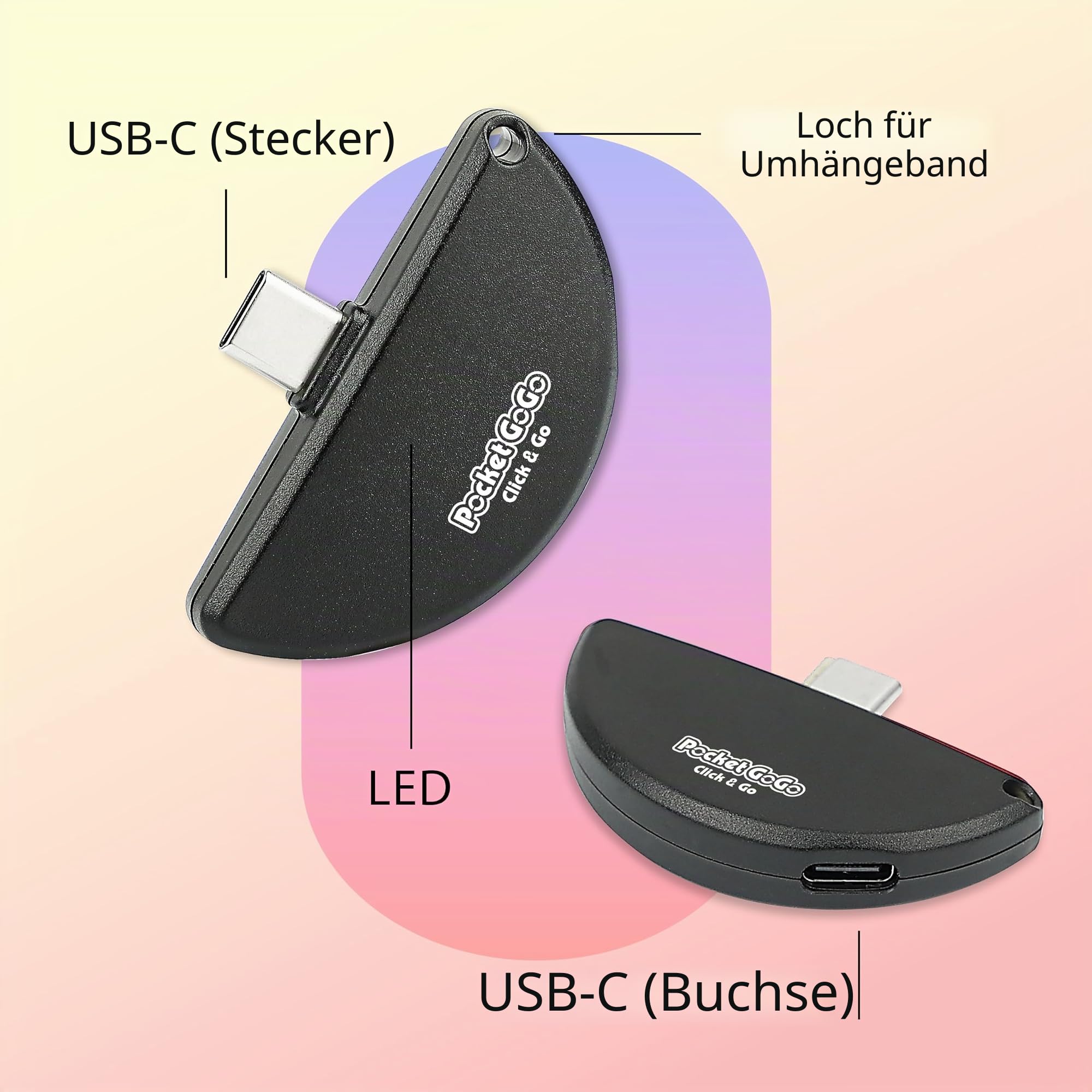 Pocket GoGo Auto Catcher - Schwarz | USB-C Plug-and-Play, kein Aufladen erforderlich, fängt Monster & Spins Stopps | Kompatibel mit Android & iOS