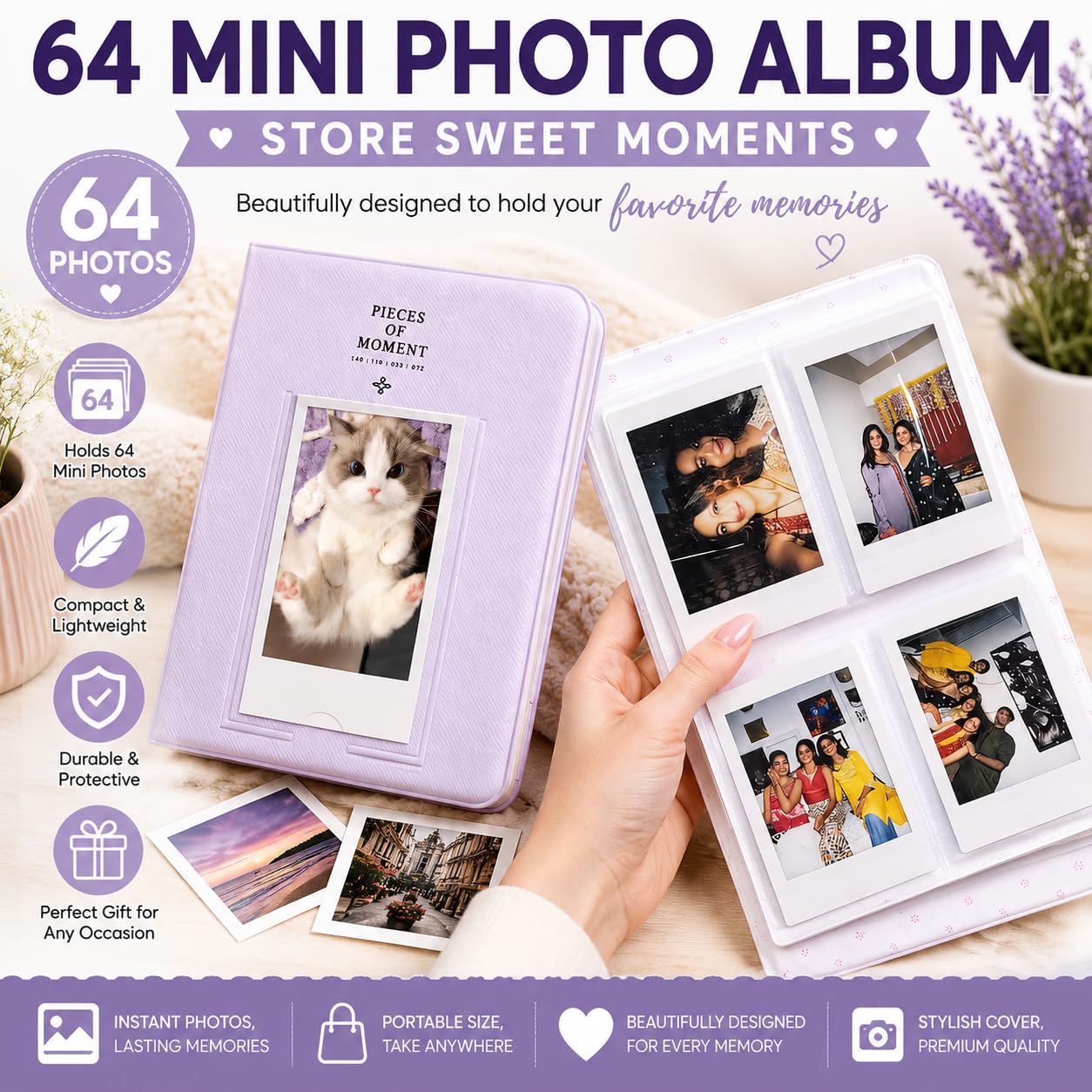 Mini 13 Instant Camera Starter Kit per Fuji Instax Mini 13 Dreamy Purple Kit include mini pellicola istantanea 20 foto, custodia in pelle PU colore abbinato e mini album fotografico per Instax Mini 13