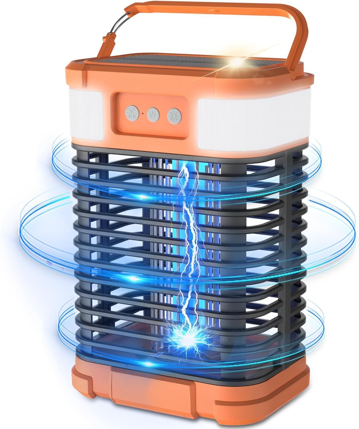 Solar Bug Zapper, 4200V Mosquito Zapper, Cordless & Rechargeable Bug Zapper Outdoor with LED Light, Portable Waterproof Electric Fly Zapper with Hook, for Patio Camping Backyard Garden (Black)