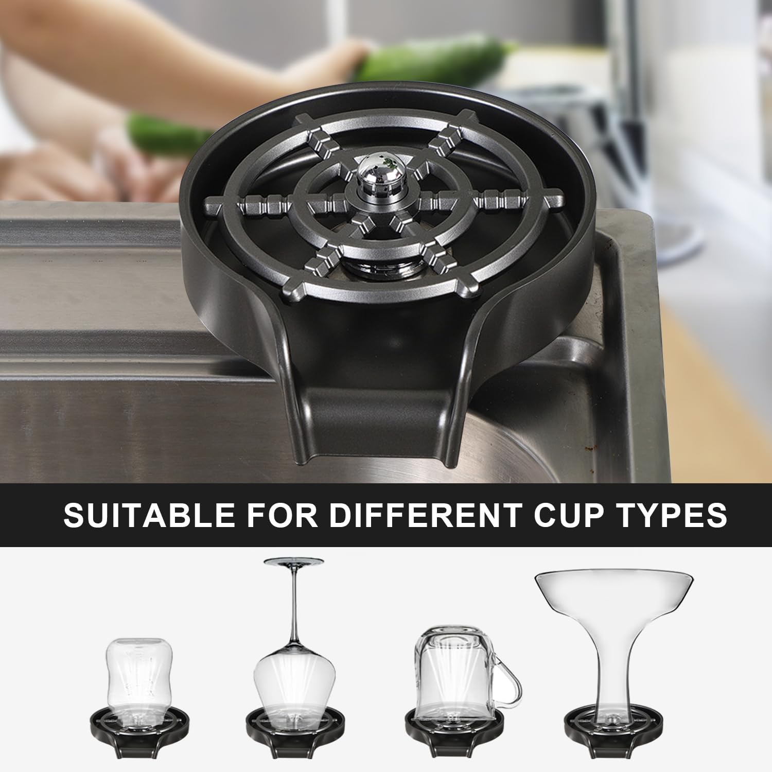 Lavavasos de Acero Inoxidable - Enjuagador de Vasos para Bares con Accesorios Completos, Incluye Arandela para Botellas - Límpialo Rápido y Eficazmente