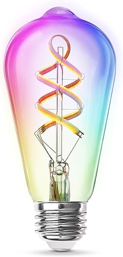 Miniatura 12 de Feit Electric Bombilla inteligente ST21, equivalente a 60 W, regulable, filamento en espiral estilo Edison. WiFi habilitado, funciona con