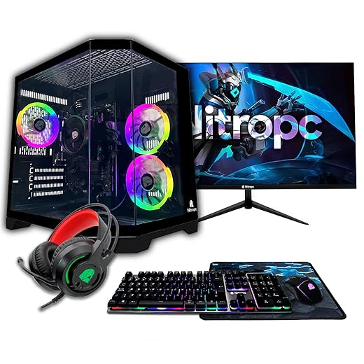 NitroPC - Pack Bronze | PC Gaming Completo (AMD Ryzen 5 5655G 6/12 4.4GHz, RX Vega 7, RAM 16GB, M.2 1TB, Windows 11 | WiFi5, Monitor 24", Teclado, ratón, Auriculares) Ordenador sobremesa (Negro)
