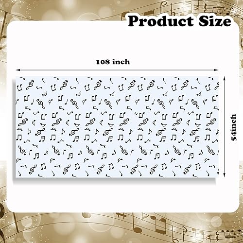 Miniatura 2 de Mantel de plástico desechable de notas musicales de 108 x 54 pulgadas notas musicales notas musicales decoración de fiesta de cumpleaños suministros