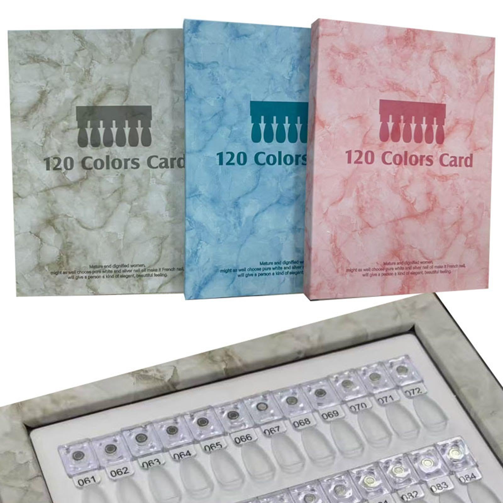 Nagelfarben Display Buch mit Farbmuster Buch Nagellack Präsentationsbuch Nagelspitzen Musterbuch PU Schaumstoff Leicht zu Nutzen für Sammler Studios G, Blau