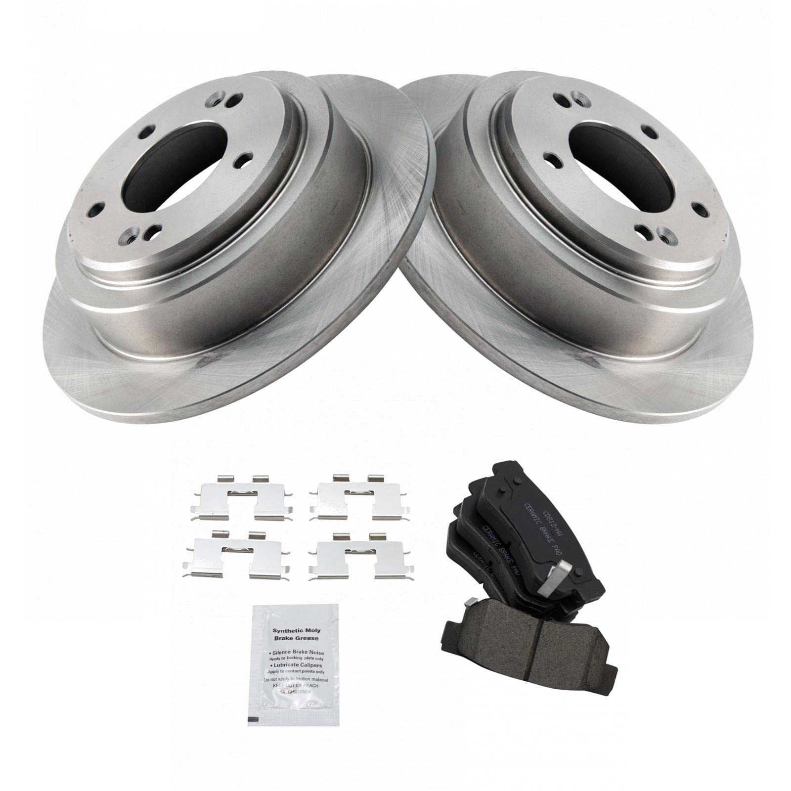 TRQ Rear Brake Pad & Rotor Kit Brake Pads Brake Rotor Ceramic Compatible with 2004-2006 Kia Amanti