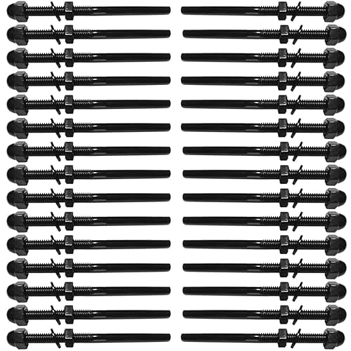 Hardware de barandilla de cable negro 18,Kit de sistema de barandilla de cable,Tensor de espárrago 60pcs,para postes de madera y metal