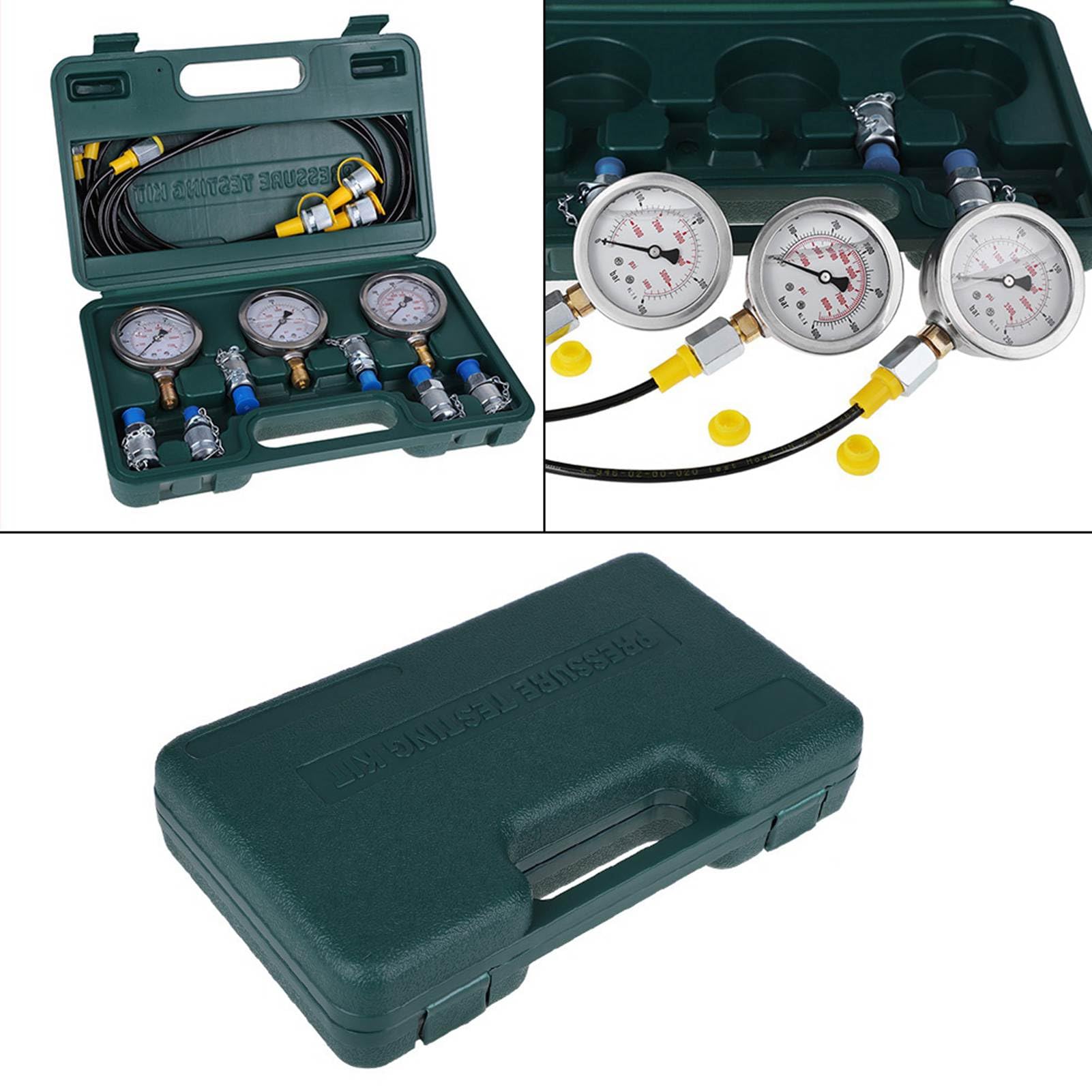 Kit di prova della pressione idraulica, set di manometri per prove idrauliche per escavatori da 250/400/600 bar, kit di manometri per prove idrauliche con raccordo per tubo flessibile di prova, man