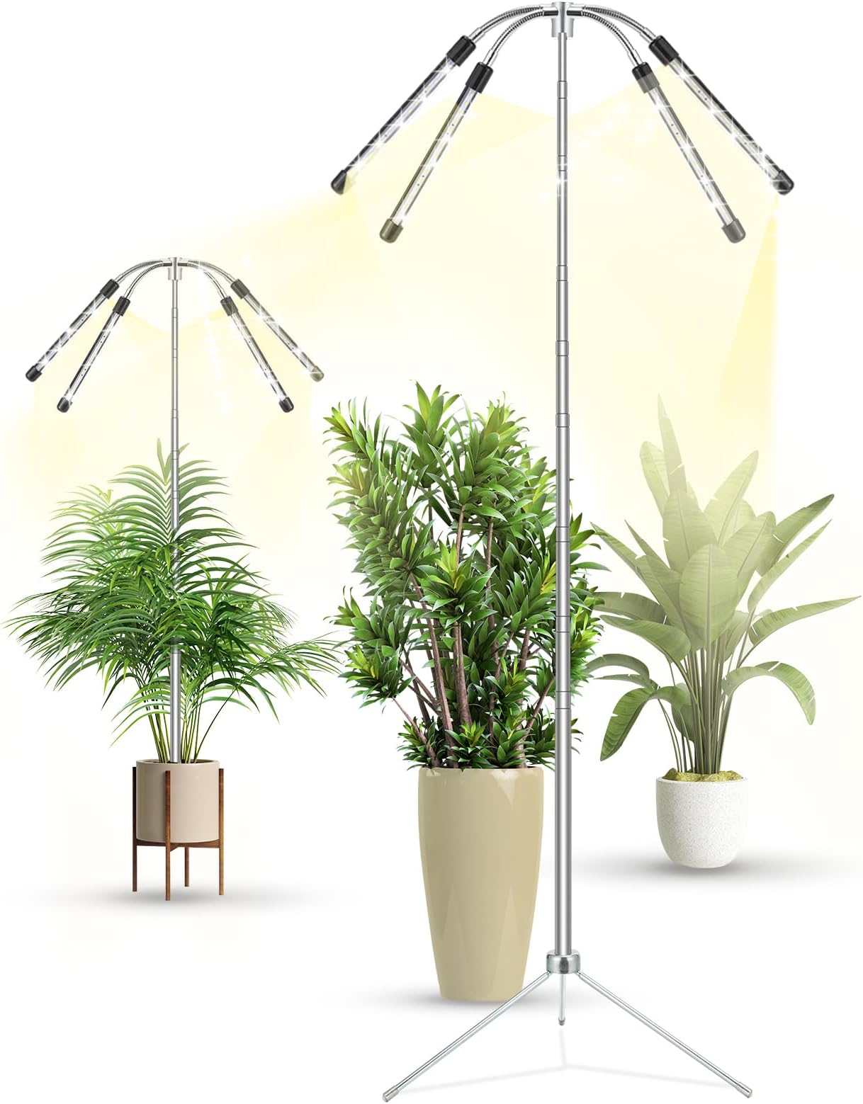 TAURUSY Grow Lights for Indoor Plants Full Spectrum with Detachable Tripod Stand, Dimmable Brightness Indoor Plant Grow Light with Auto On/Off Timer Function,Height Adjustable Indoor Growing Lamp