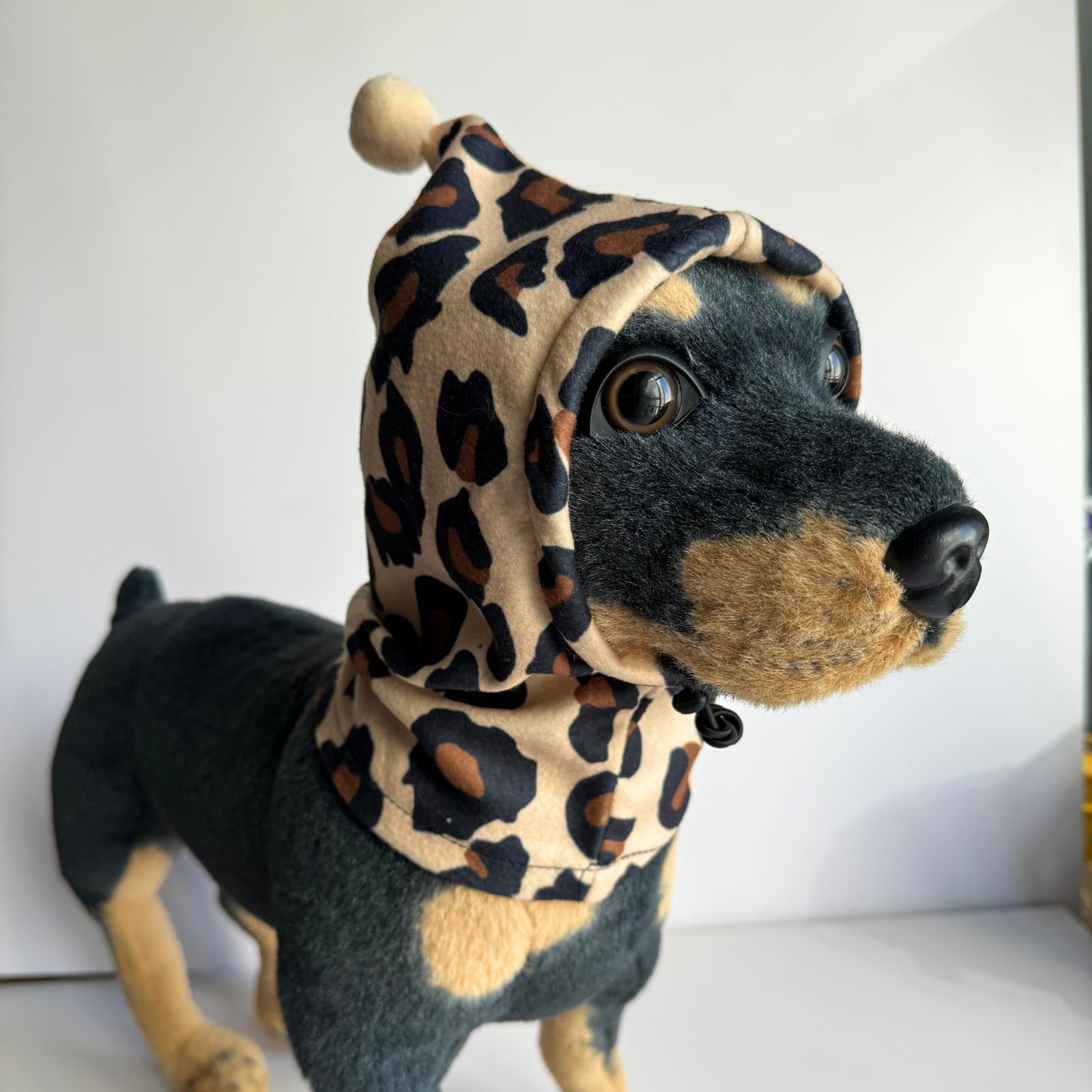 BT Bear Dog Hat,Soft Warm Fleece Dog Hats Calming Dog Ears Cover Windproof Quiet Ears for Small Dogs Medium Dogs,Leopard L - Image 2