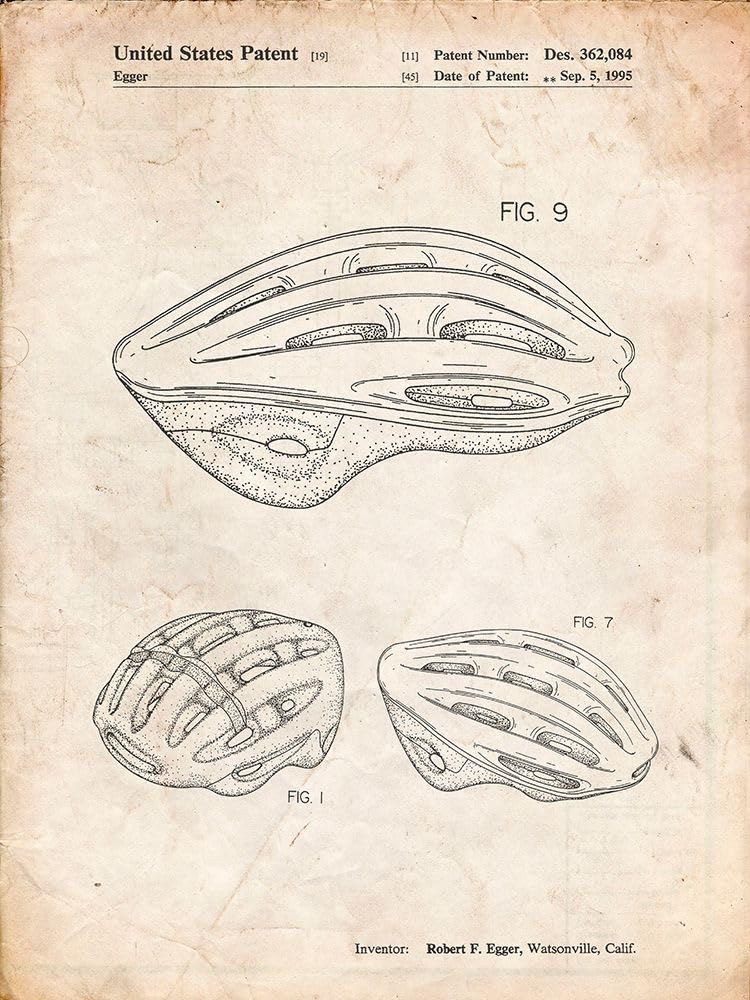 PP610-Vintage Parchment Bicycle Helmet Patent Poster Poster Print