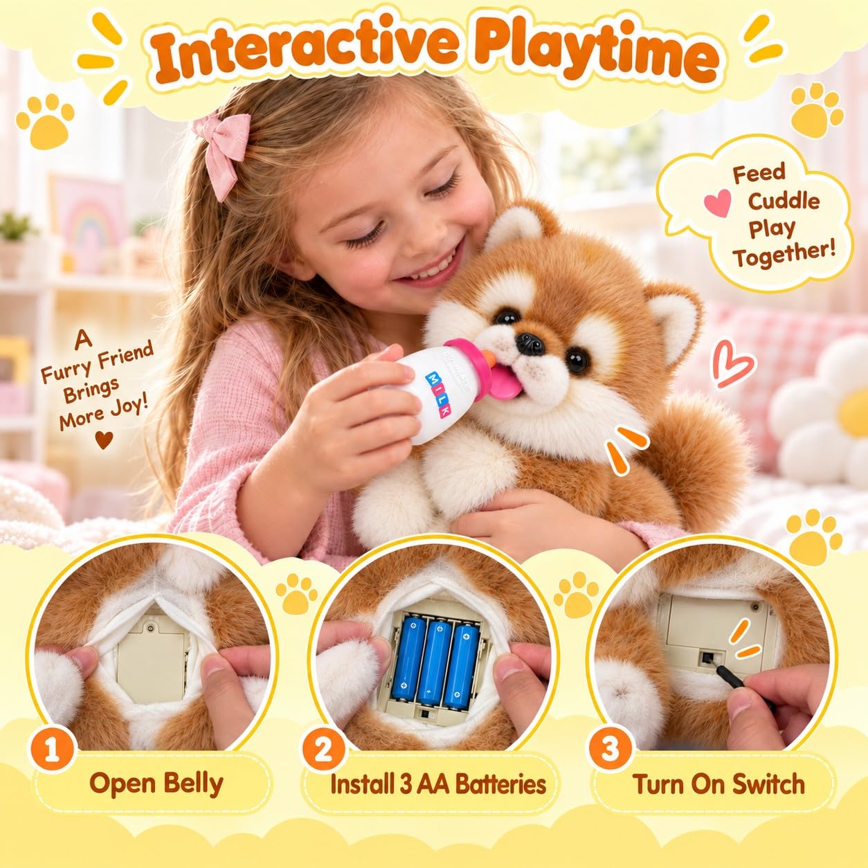 Amazon.co.jp: 電子ウォーキング秋田犬のぬいぐるみ、リアルな