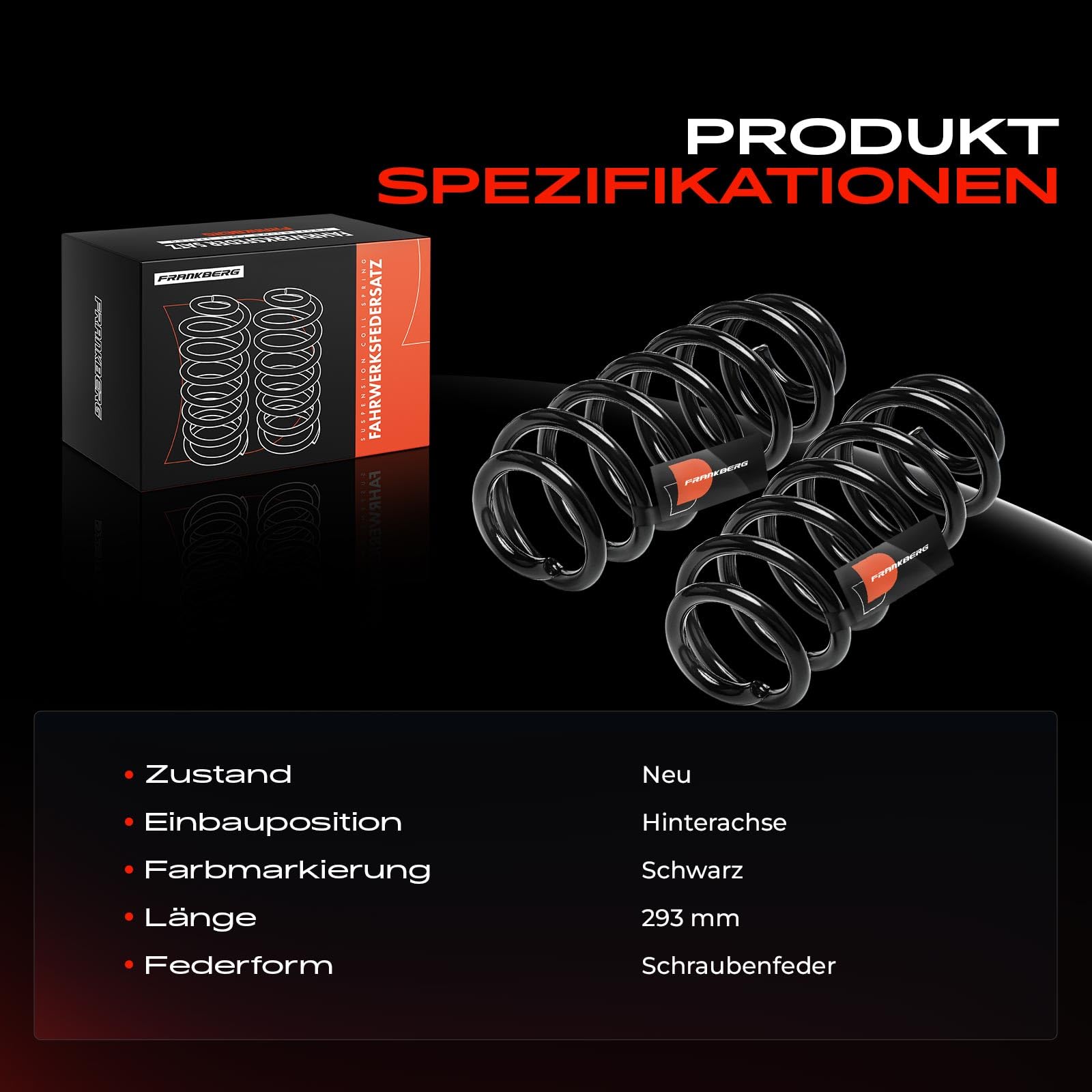 Frankberg 2x Fahrwerksfeder Hinterachse Replace# 8P0511115BH
