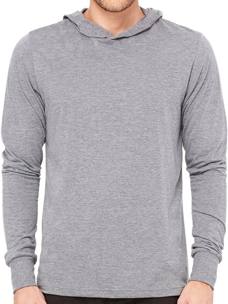 Yoga Clothing For You Mens Lightweight Long Sleeve Hoodie Tee Shirt, 2XL Grey Triblend