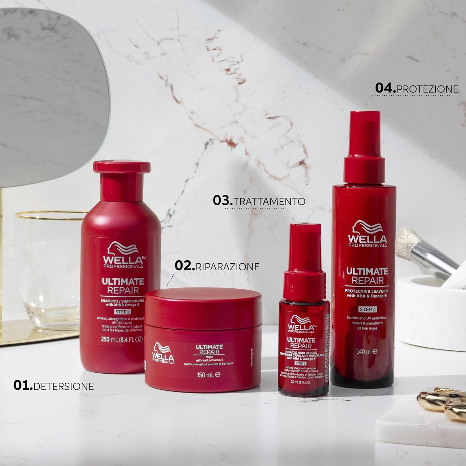 Wella Professionals ULTIMATE REPAIR - Maschera Professionale Ricostruisce il Capello e Dona Morbidezza 500ml & Shampoo Professionale 250ml, Per Tutti i Tipi di Capelli Danneggiati