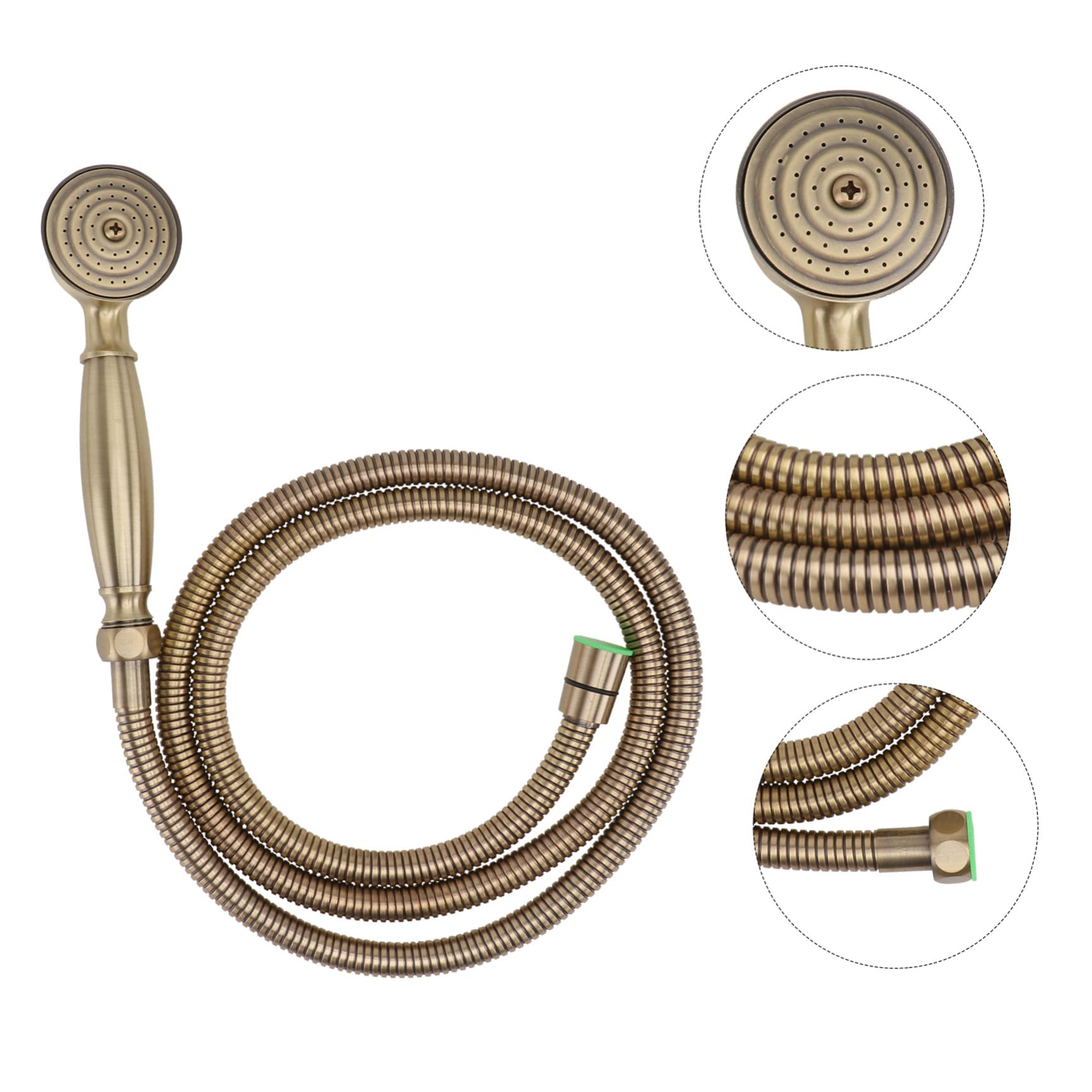 Cabezal de ducha de mano de latón vintage de alta presión con manguera, boquilla de ducha de bronce galvanizado para hogar y hotel, accesorio de baño compacto, duradero y práctico