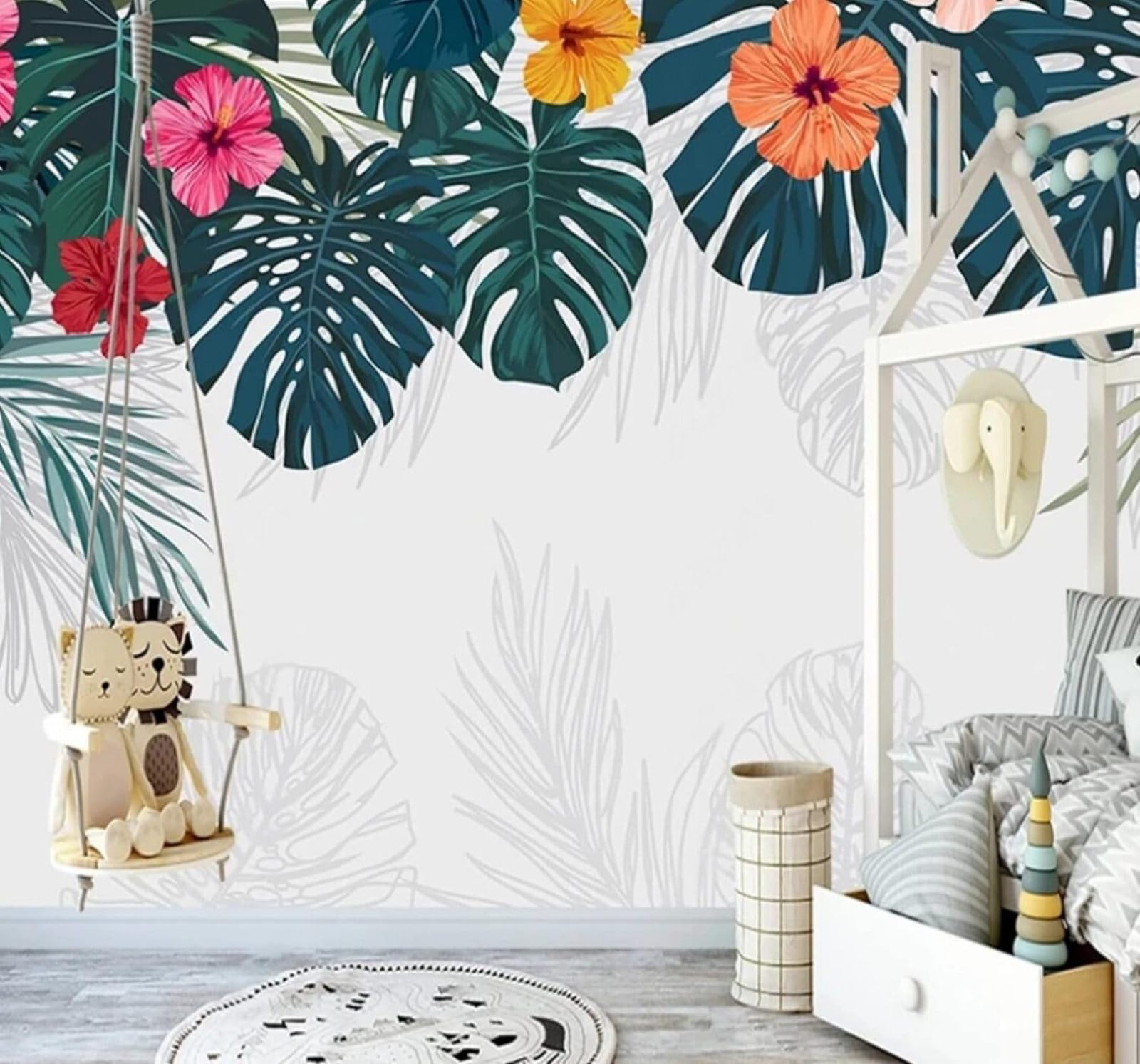 XLMING Hand Drawn Fresh Plants Leaves Flowers 3D Wallpaper Luxury Home Dining Decor Paste Sofa Living Room The Wall for Bedroom Mural-300cm×210cm