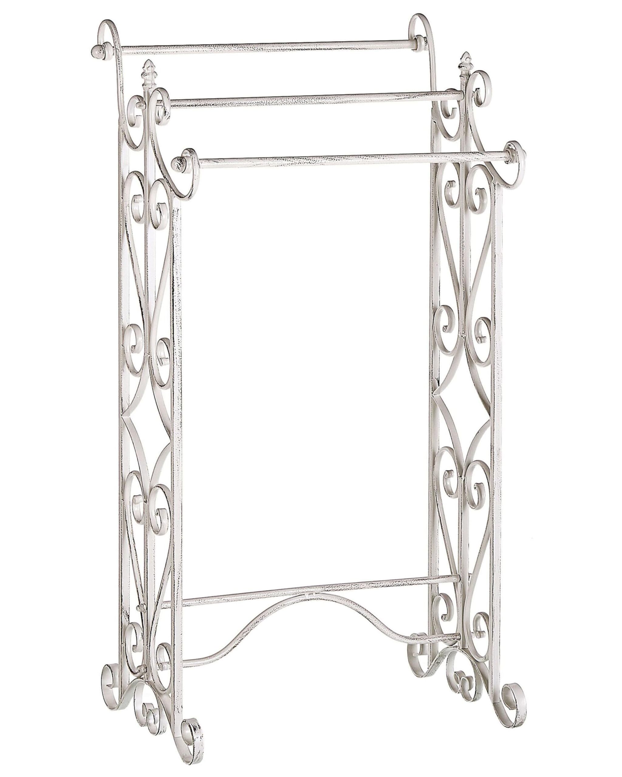 Beliani White Towel Stand Freestanding Rack Bathroom Vintage Old Looking Chillan