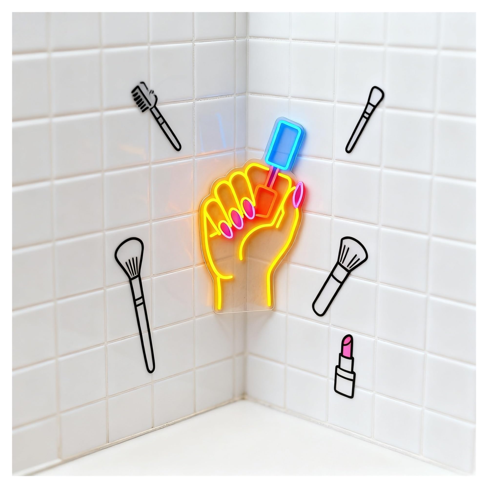 néon signe Enseigne Lumineuse Néon Pour Ongles, Alimentée Par USB, Intensité Variable, Luminaire Décoratif Pour Vitrine, Salon, Studio, 40cm