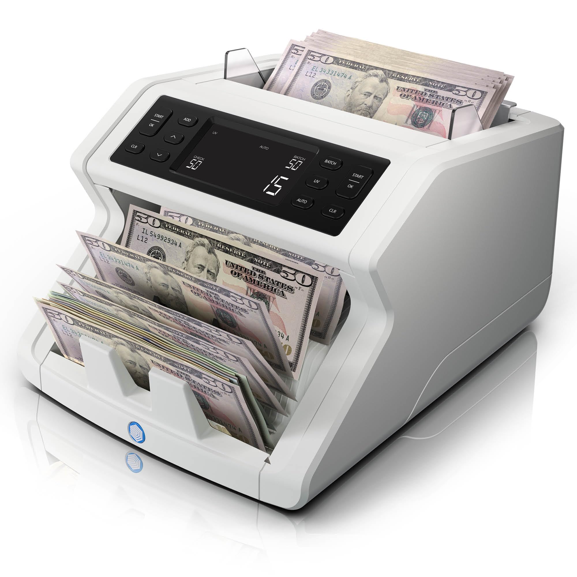 Safescan 2210 Macchina contatore di denaro con rilevamento di contraffazioni, multi-valute, modalità aggiunta/batch, display LCD, conteggi e ordini ad alta velocità 1.000 banconote al minuto