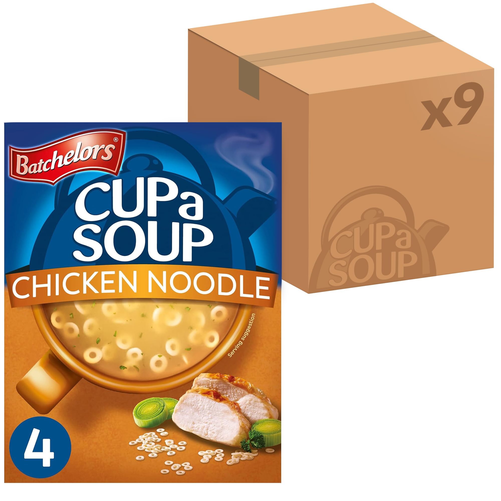 Batchelors Cup a Soup Chicken Noodle Instant Soup, 4 Sachets Per 94 g Box (Total 9 Boxes = 36 Sachets)