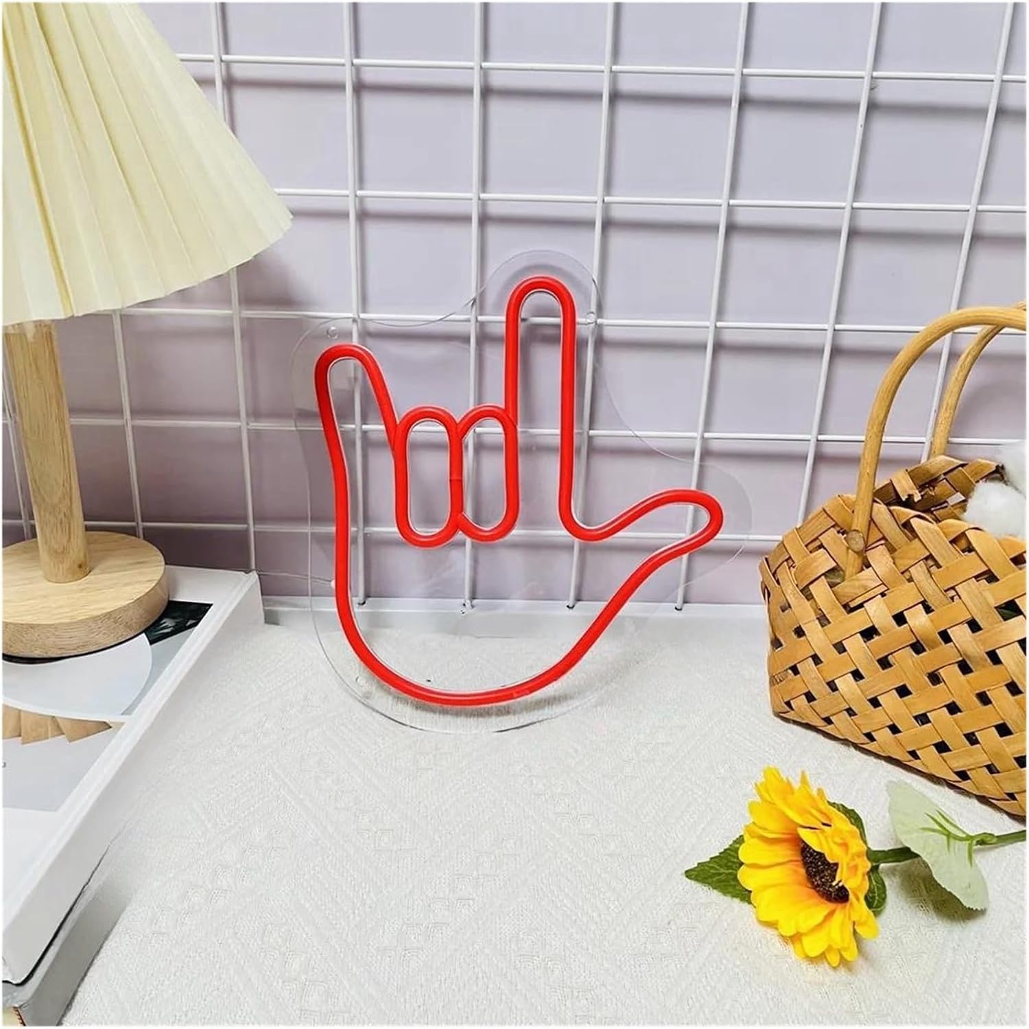 Insegna al per eon con gesti, luci per neon alimentate a mano insegna per scritta "Love", decorazione da parete(40cmx40cm)