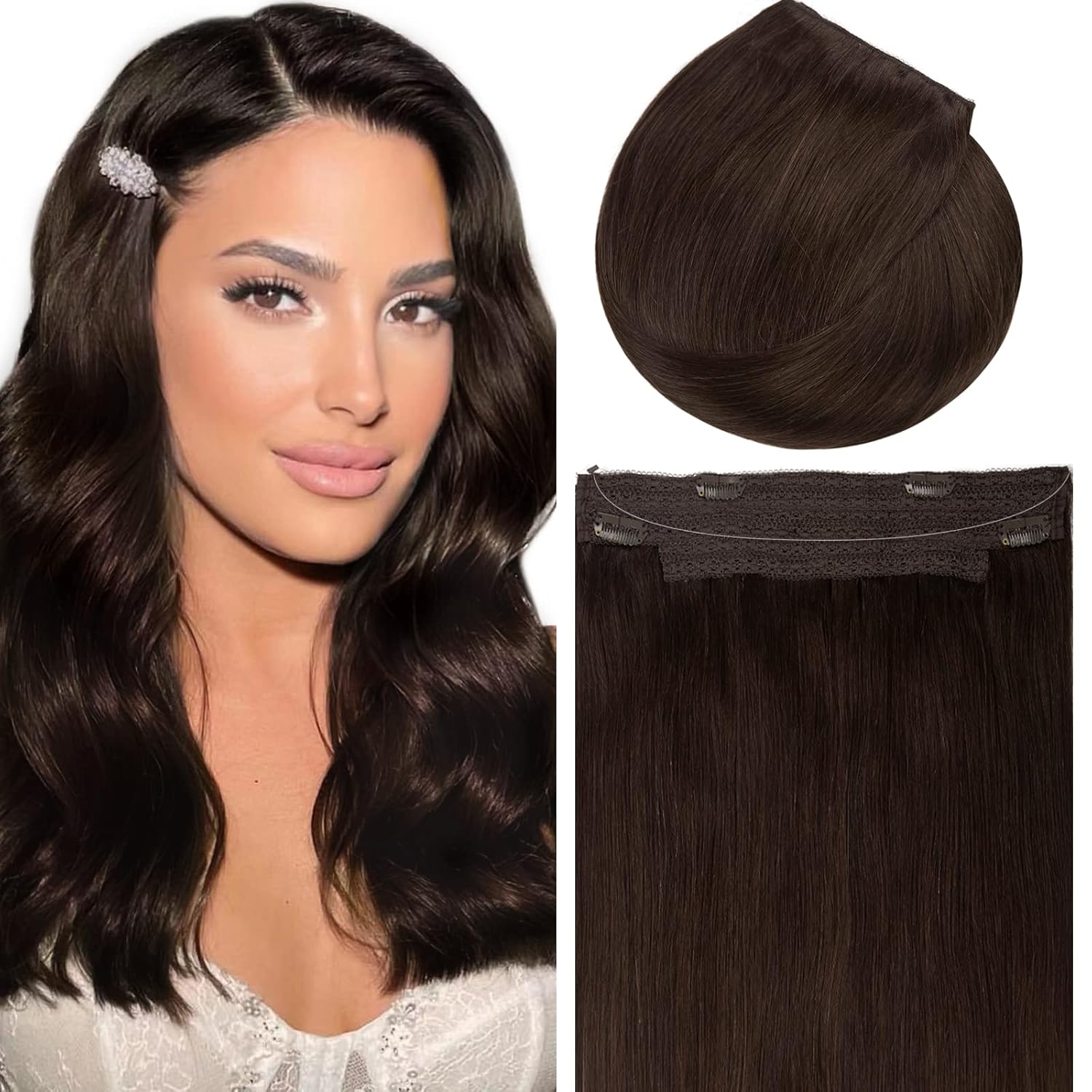 Lacer Fish Line Hair Extensions Real Human Hair with