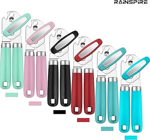 Miniatura 7 de Rainspire Abrelatas manual mejorado con abridor de botellas corte de borde liso, abrelatas resistente, mango suave cómodo, abrebotellas integrado,