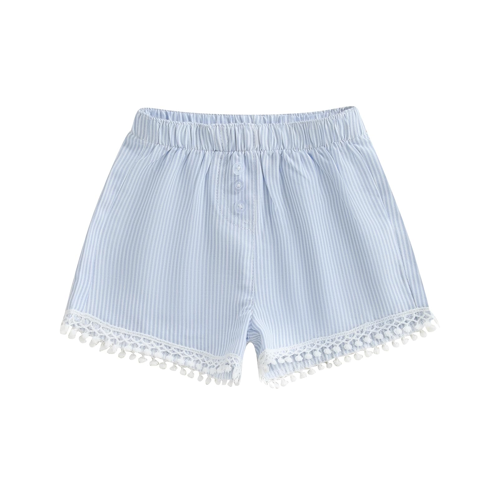 Toddler Baby Girl Summer Shorts Beach Elastic Band Fashion Striped Lounge Shorts (Blue, 6-12 Months)