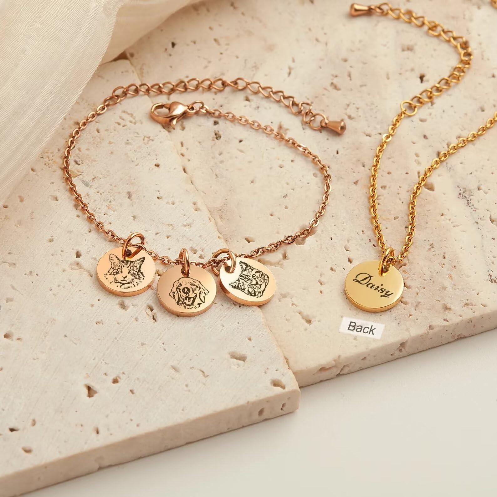 Joyería de fotos de gato - Pulsera personalizada de retrato de mascota - Pulsera de encanto de retrato de gato grabado - Pulsera de mamá de perro - Regalo de cumpleaños para niños