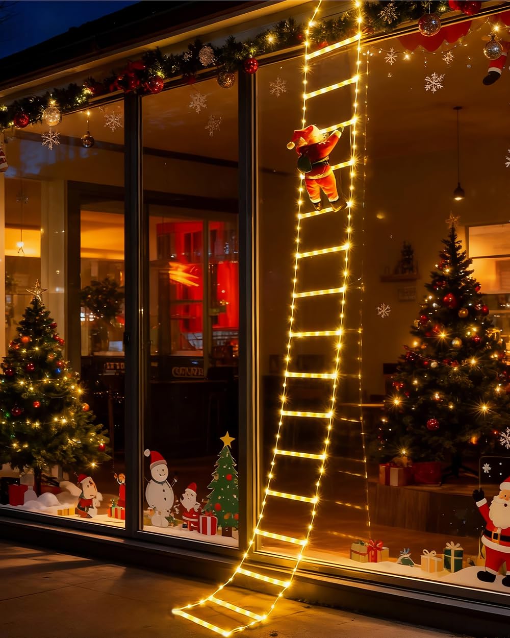 Décorations de Noël avec Père Noël : lumières de fenêtre blanc chaud pour sublimer votre intérieur