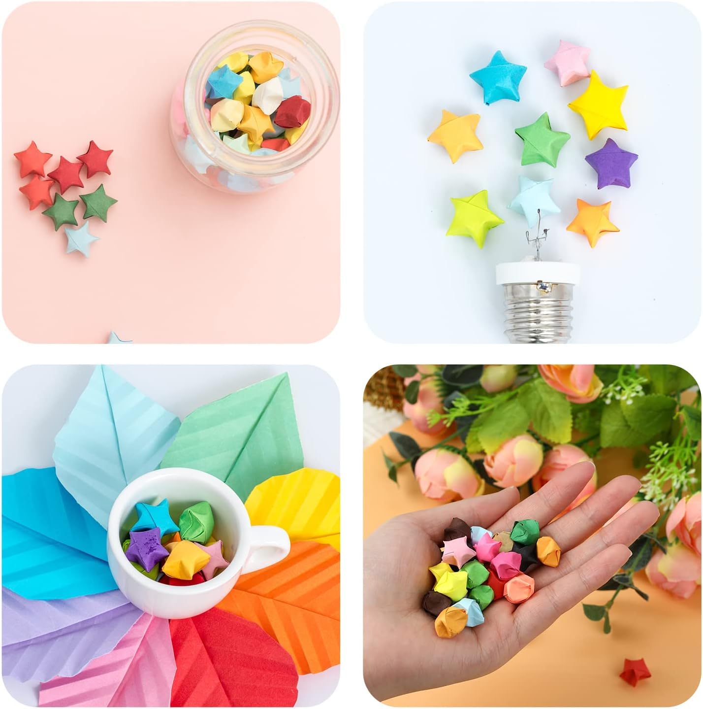 400 Strisce Di Carta Per Origami – Stelle Portafortuna, Colorate Double Face, Fai Da Te - 3
