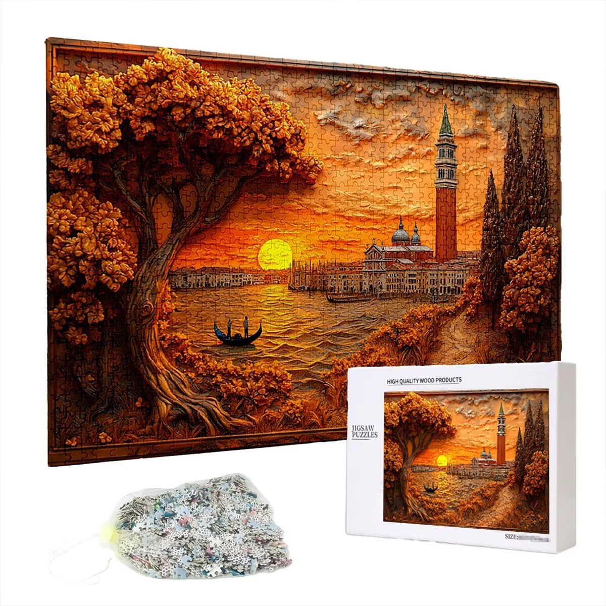 Puzzle 5000 elementów, krajobraz, zachód słońca, 5000 elementów, drewniane puzzle dla dorosłych, trudna łamigłówka, gra logiczna dla całej rodziny, dekoracja pokoju, prezenty dla kobiet P-32