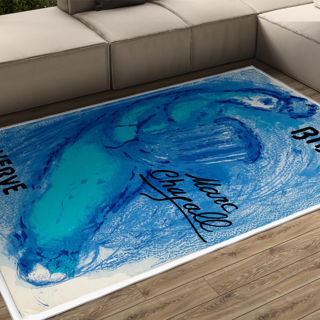 Tapis Marc Chagall 160x230cm bleu azur : fini les taches sur votre tapis de salon