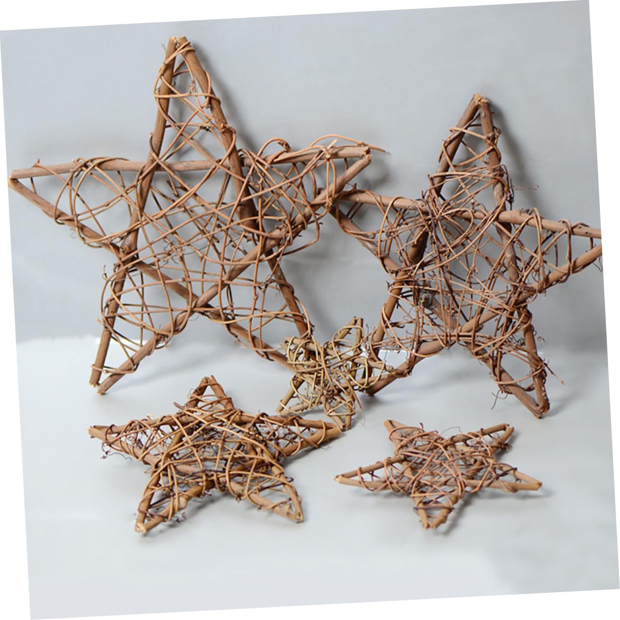 SOLUSTRE 10stücke Rattan Weihnachtsdeko Hängende Fünfstern Für Festliche Dekoration Haus Garten Und Hochzeiten Natürlicher Stil Für Weihnachten