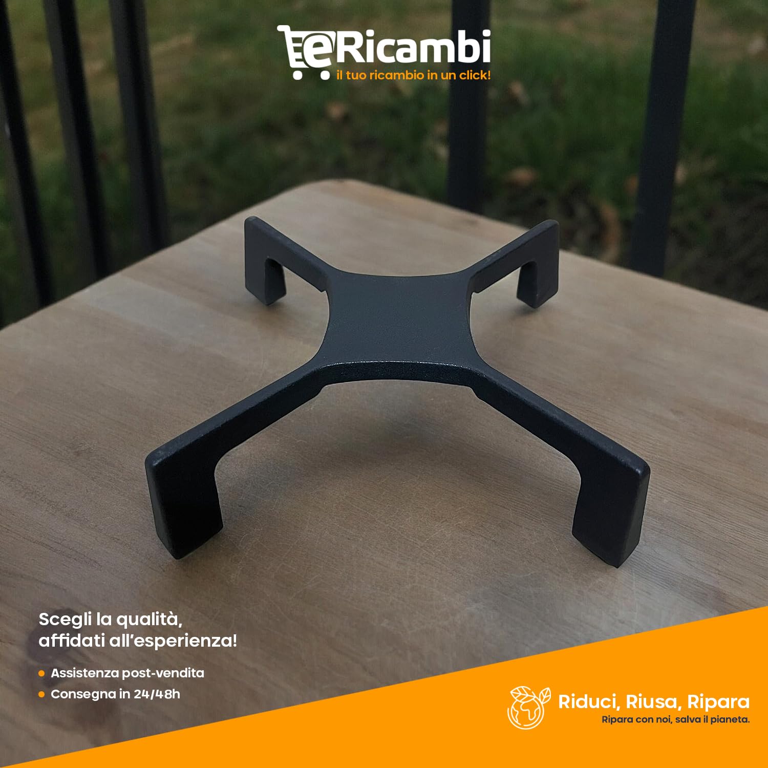 eRicambi® Griglia in Ghisa 1 Fuoco Medio Semirapido compatibile con Ariston Hotpoint - Dimensioni: 227x227x50 (mm) - Modelli G740X PO740ES(IX) e altri...