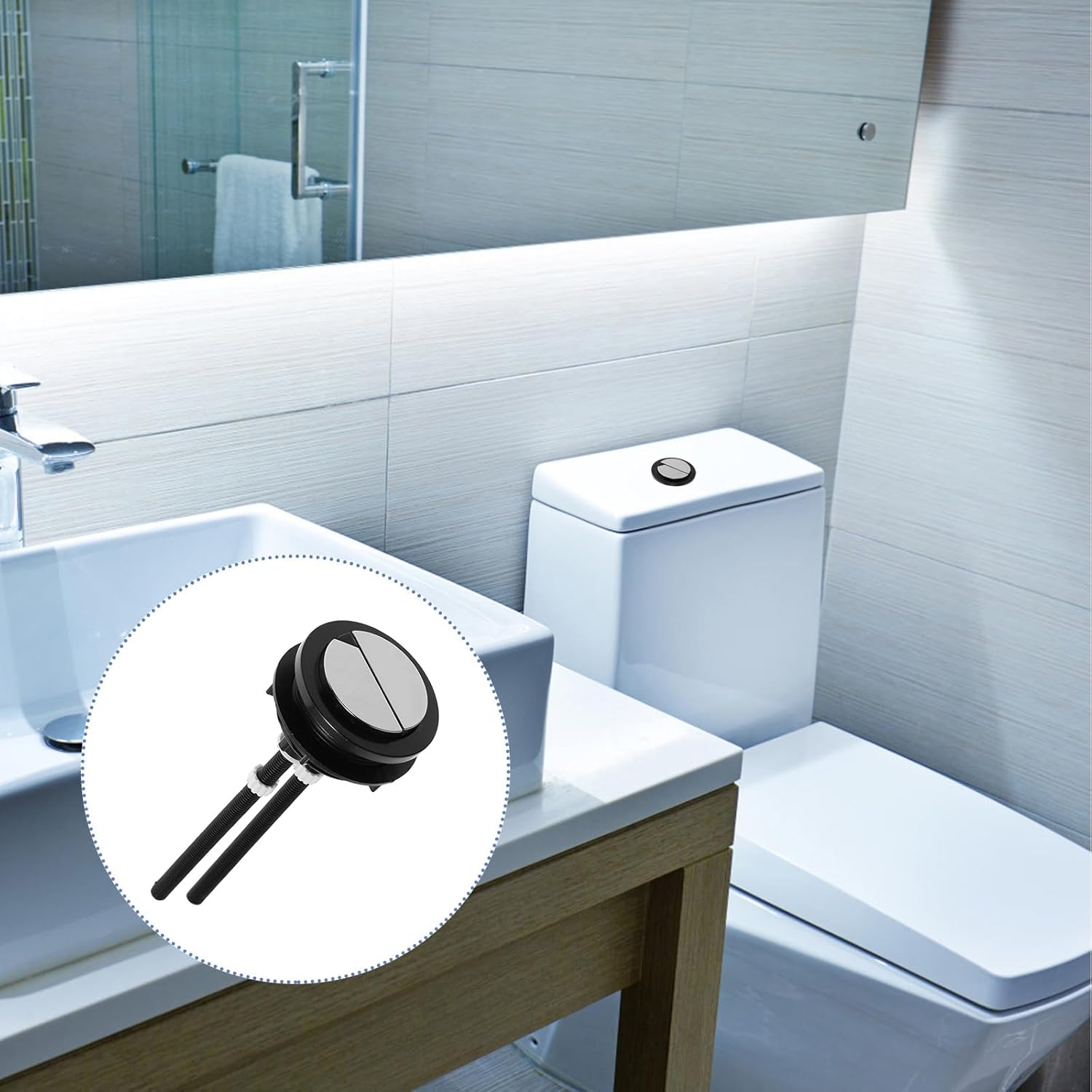 DOITOOL 2pcs Dual Flush Toilet Button Replacement Kit Push Button for Toilet Water Tank Material and Easy to Assemble Chic Design for Bathroom Repair