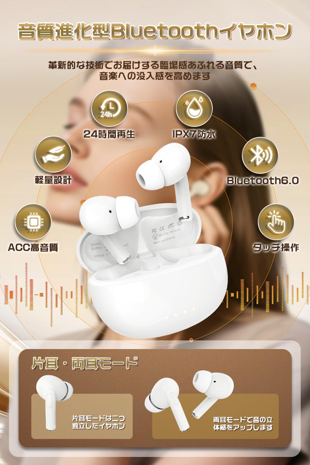 Bluetooth Earphones, Noise Cancelling, 2026 Advanced Sound Quality Enhanced Model, Wireless Earphones, Bluetooth 6.0, Waterproof, Small, Lightweight, Type-C Rapid Charging, Hi-Fi Sound Quality, Calls - 3