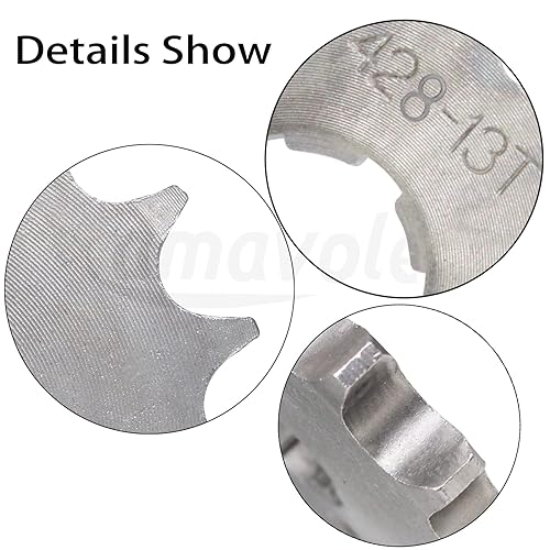 Miniatura 4 de Piñón delantero 428-13T, piezas de repuesto de 0.67 pulgadas para motocicleta de 50 cc, 70 cc, 110 cc, 125 cc, 140 cc, 160 cc, Honda TaoTao, Roketa,