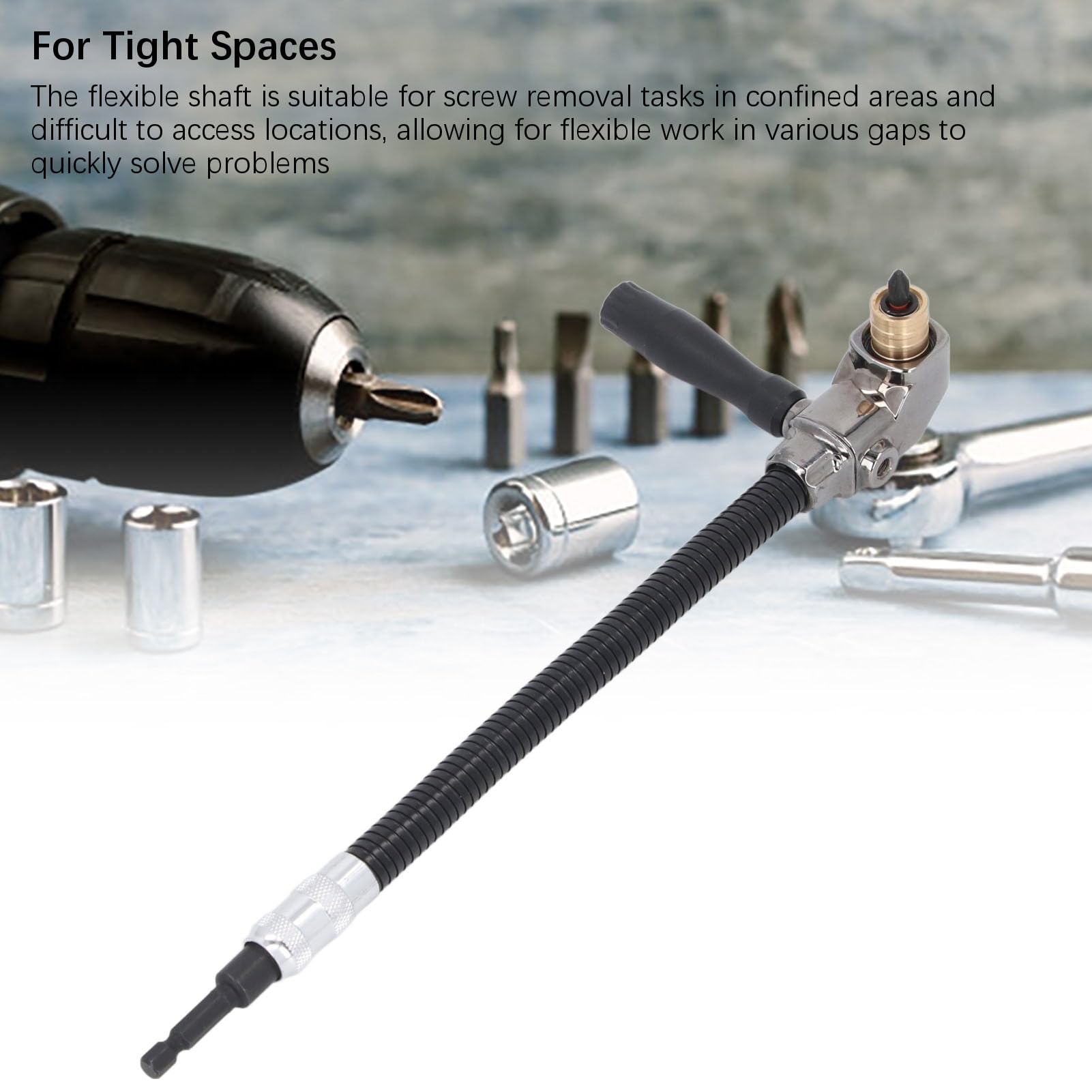 Extension Flexible du Bit de Perceuse avec Adaptateur de Forage à Angle Droit, Porte-tronçon D'extension du Tournevis à Arbre Flexible de 11,8