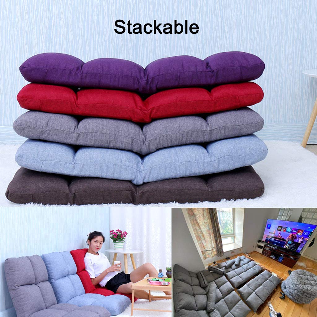 Generisch Silla de suelo plegable con respaldo de ventana de bahía, ajuste de 6 posiciones, diseño elegante, tela agradable para la piel y esponja altamente elástica para meditación, yoga, ocio,