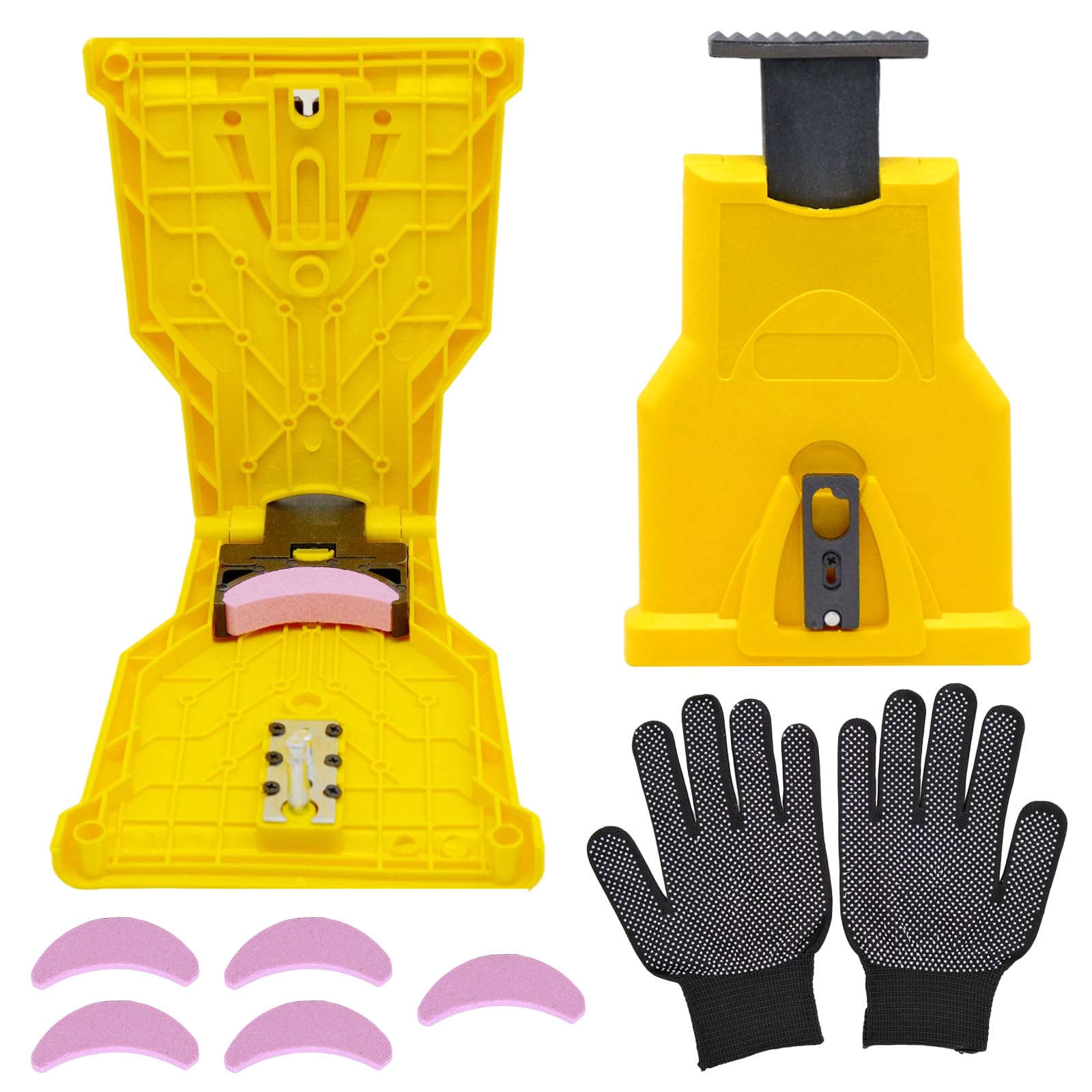 Chainsaw Sharpener, Fast Chain Saw Sharpener Tool, Chainsaw Sharpening Kit with 7 Pcs Stone Grinder, Fits for 14in, 16in