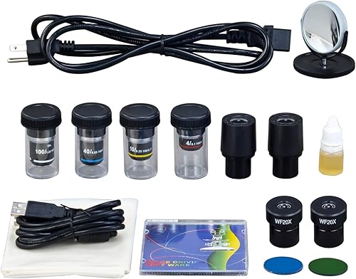 Miniatura 7 de OMAX 40X-2000X Binoculares LED biológicos de laboratorio digital, con cámara digital USB incorporada de 3.0 MP y nivel mecánico de doble capa