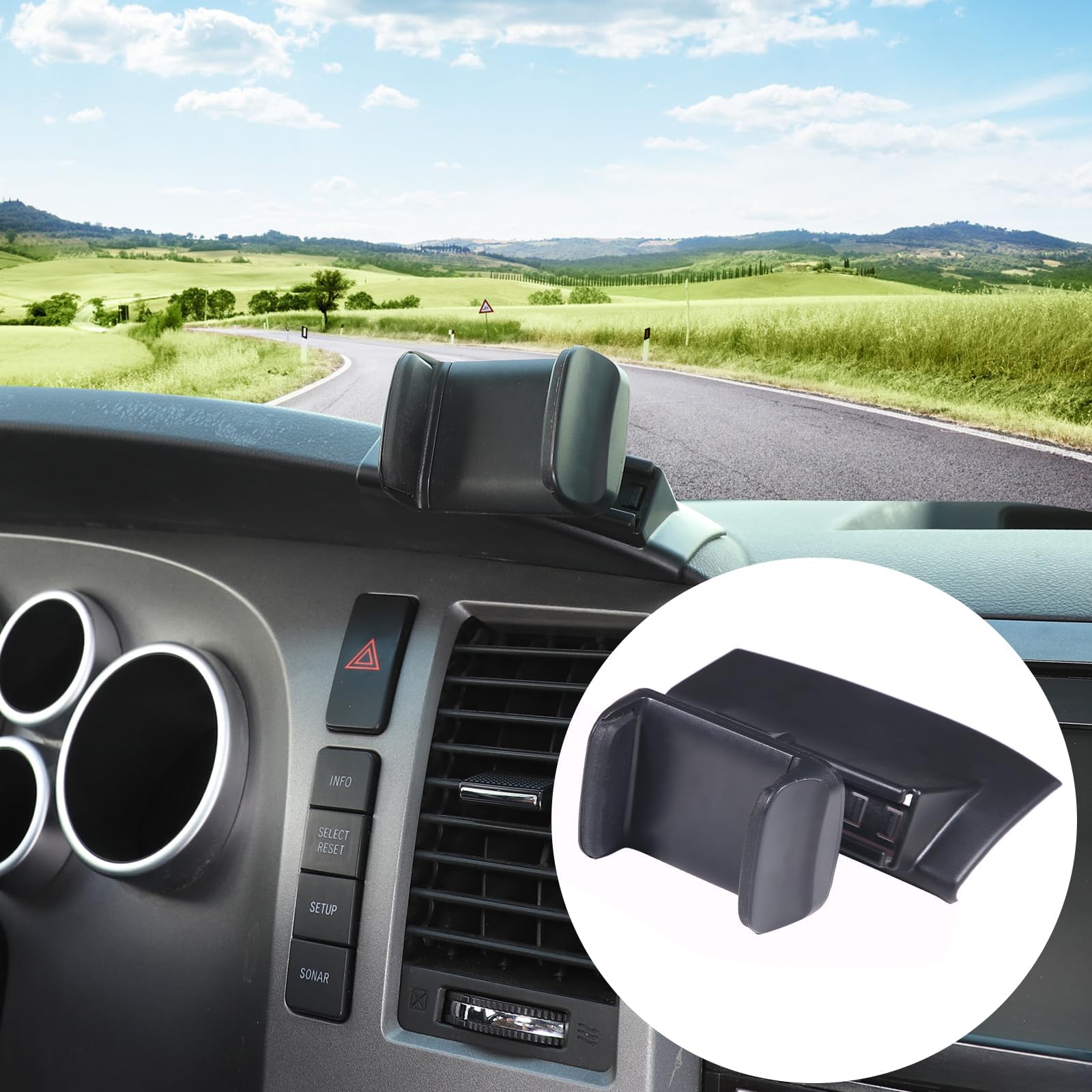 HAPPYHORSE Car Phone Mount Compatible with Toyot@ Tundra/Sequoia 2007-2013 Central Control Navigation Cell Phone Holder Dash Clip Dash Panel Mobile Phone Bracket Stand Accessories (Style A)