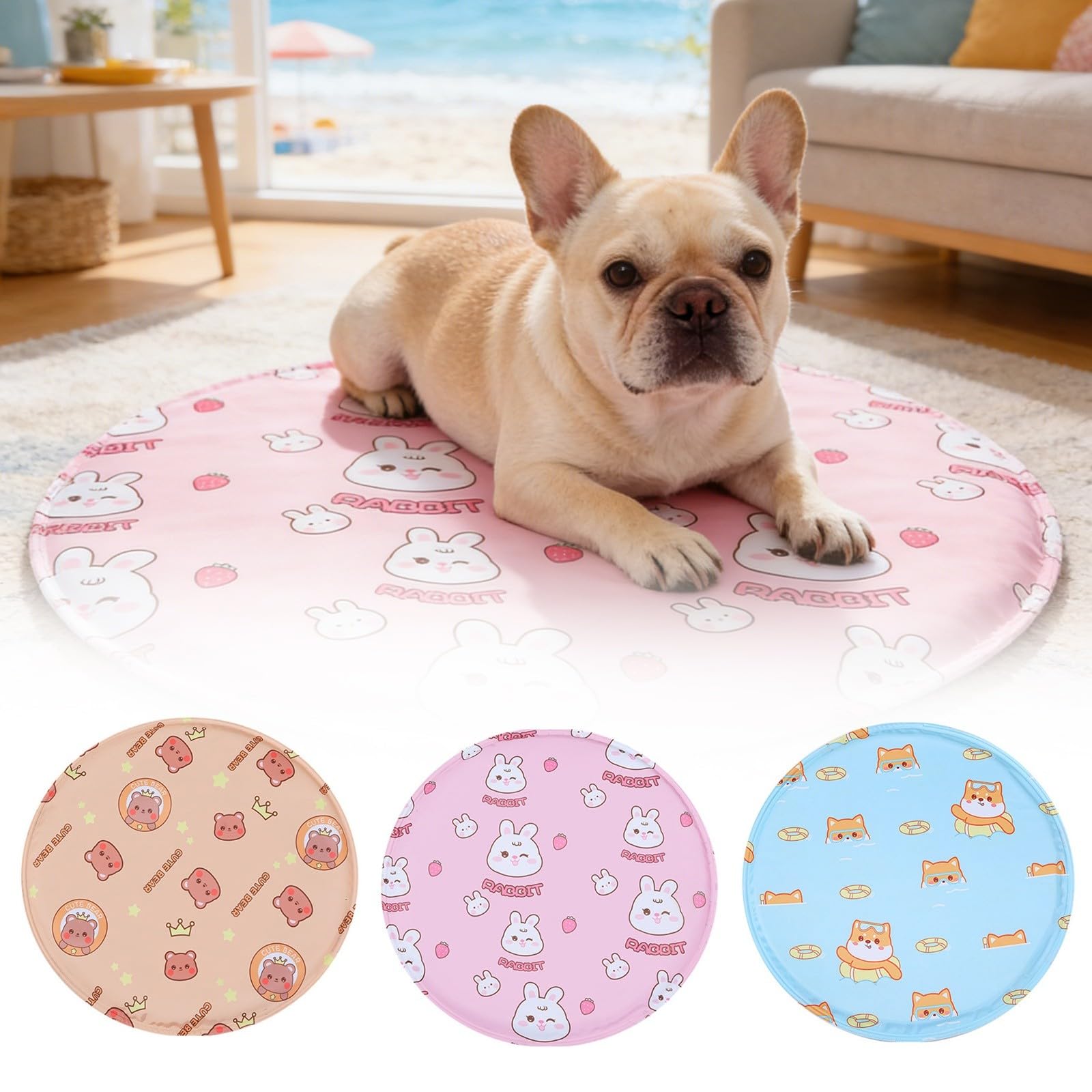 Generico Tappetino Rinfrescante Rotondo Cane e Gatti 60 cm Morbido | Cuccia Fresca Estate Materassino Refrigerante Animali Domestici Tessuto Traspirante Lavabile Antiscivolo Casa Divano