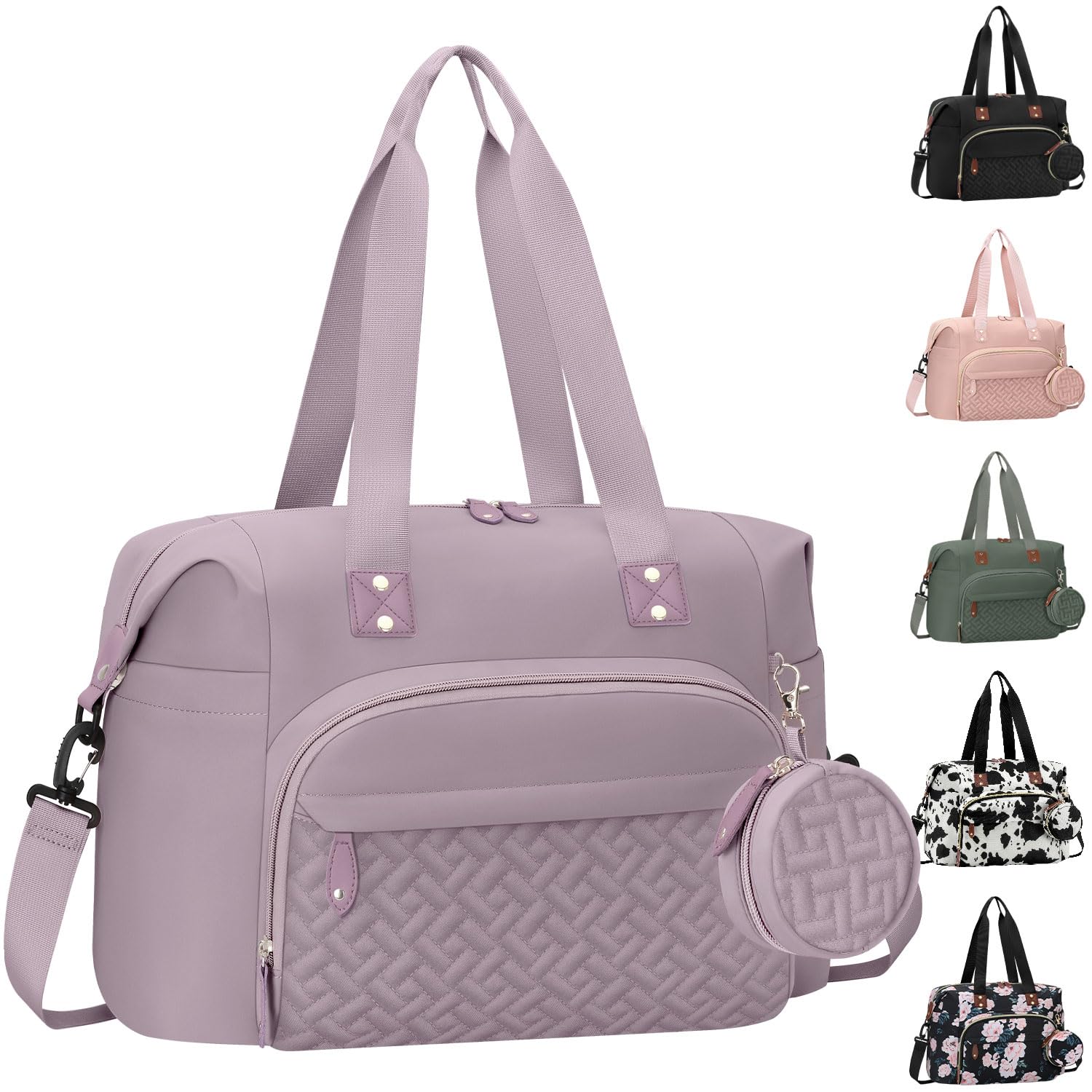 Tenot Diaper Bag Tote with Pacifier Case, Baby Bag for Women with Shoulder Straps, Travel Diaper Tote for for Mom and Dad Medium Size, Purper