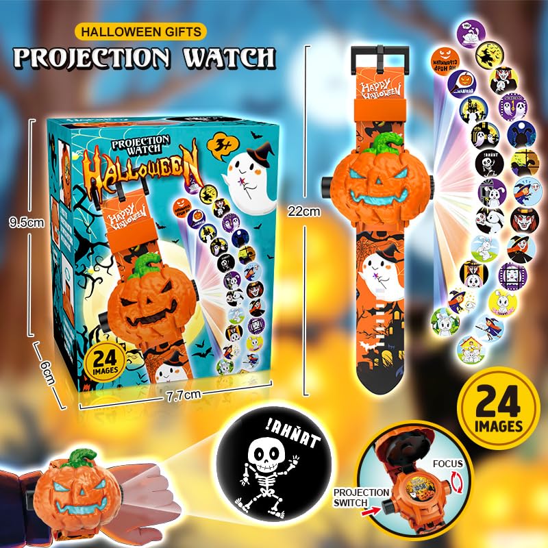 SKMEI Kids' Halloween Projection Watch with 24 Images Digital Boys Watch Pumpkin Design Toy Wristwatch for Girls2