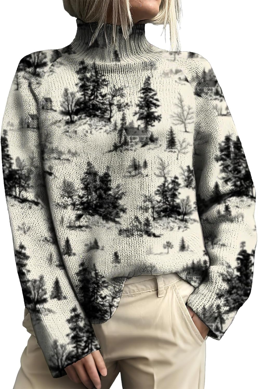 MARSVOVO Turtle Neck Sweaters for Women Pullover Long Sleeve Loose Comfy Cozy Sweater Elegant Spring Fall Clothes