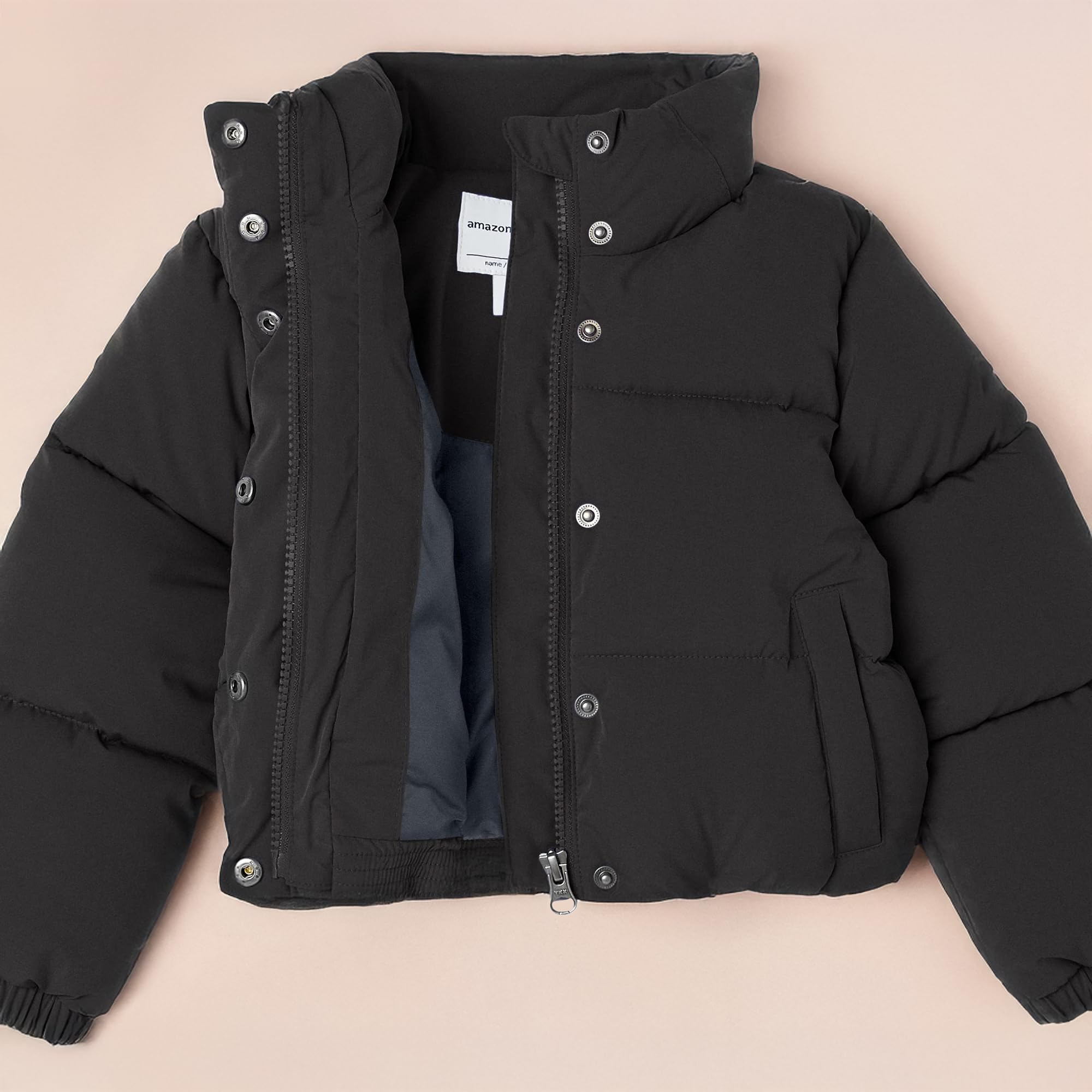 Amazon Essentials Niñas Chaqueta Acolchada y Recortada con Cremallera Completa (Acolchado Mate o Forro Polar)
