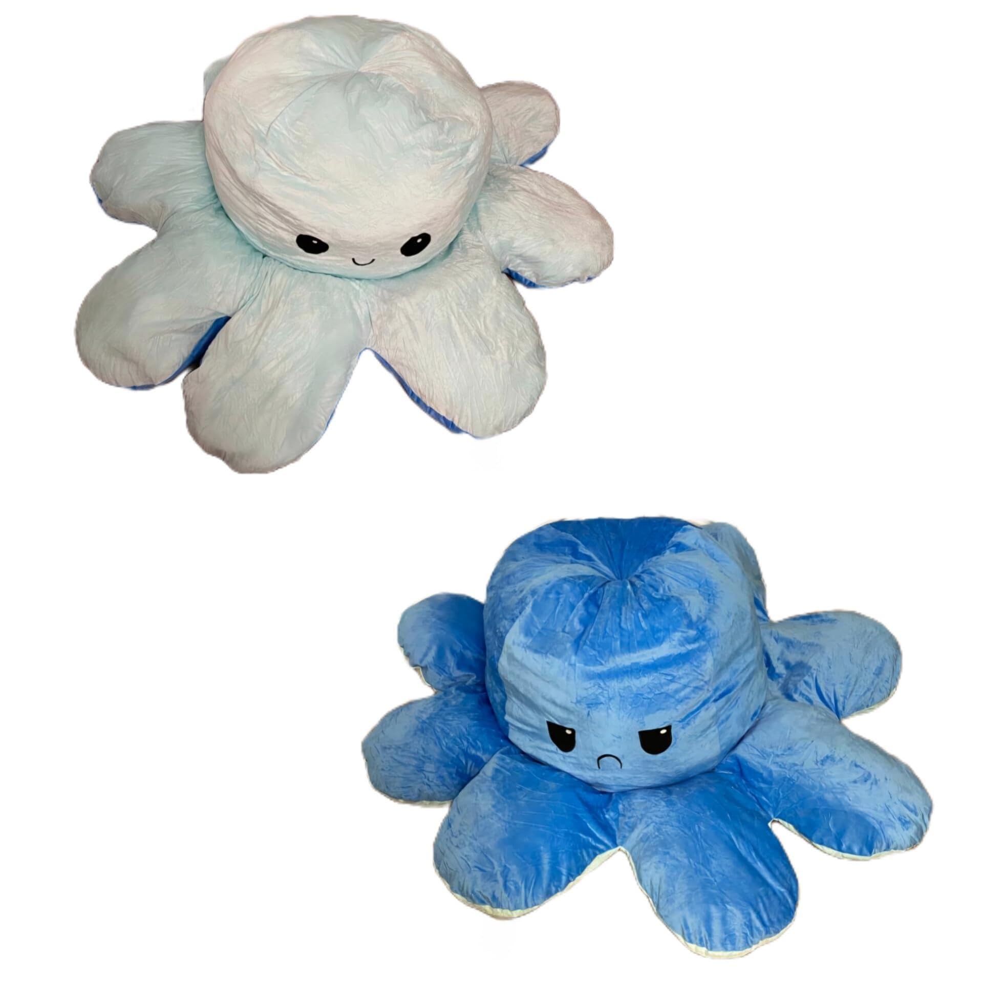 Large Reversible Octopus Plush Toy, Double-Sided Mood Plushie, Light Blue/Dark Blue, 90cm/130cm/160cm Large Size, PP Cotton Filled, Ages 3+ (160cm)