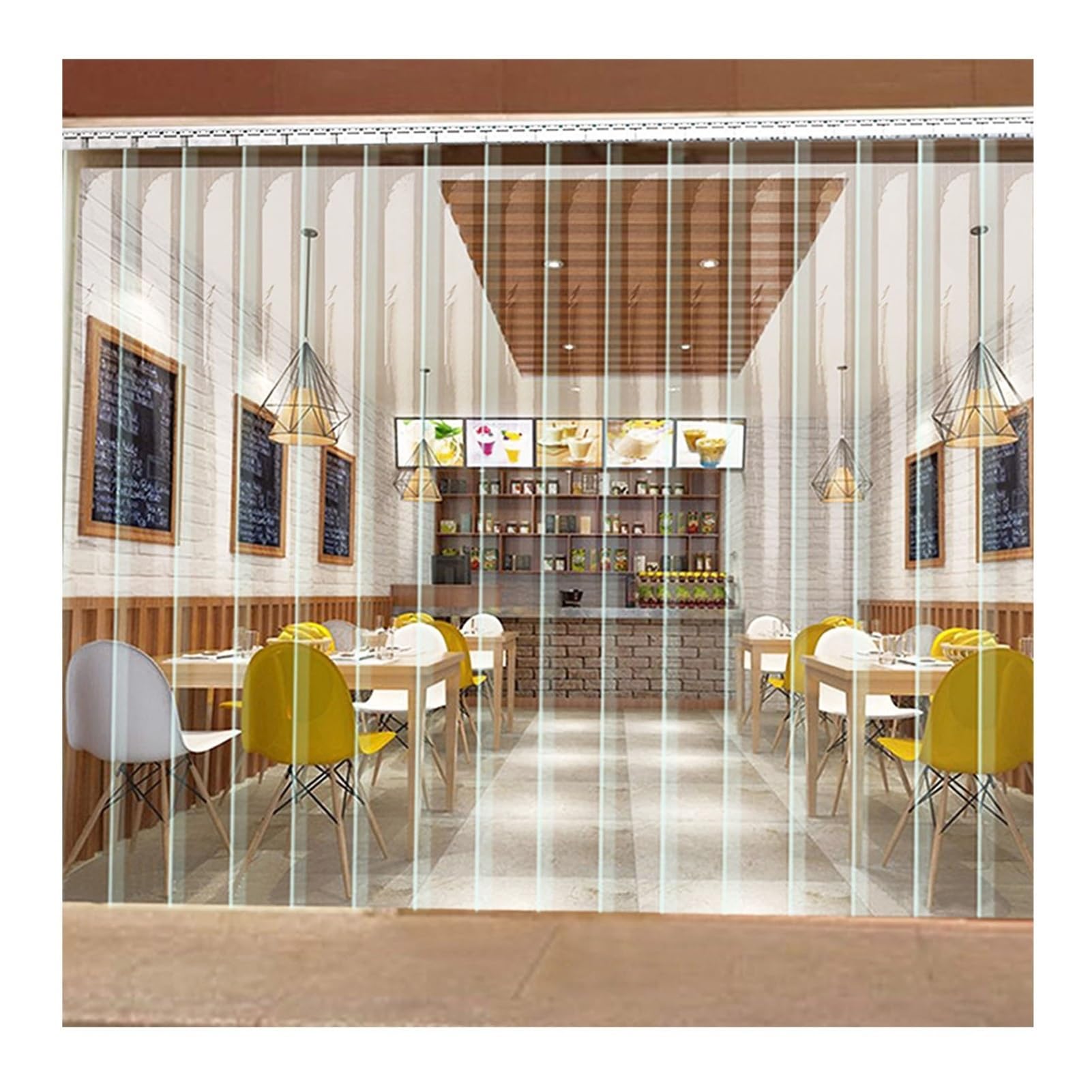 PVC Transparent Rideau de Séparation, Commercial Lamelle Industriel Rideau à Lattes, Rideau à LanièRes en Plastique PVC Rideau de Porte Isolé Transparent(135x220cm/53.15x86.61in)